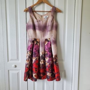 Belle Badgley Mischka Purple Floral Brocade Dress